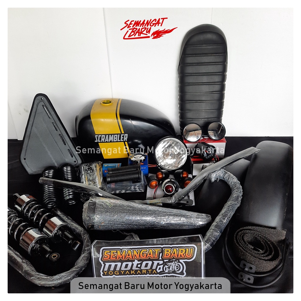 PAKET JAPSTYLE SCRAMBLER SPAEPART JAPSTYLE MEGAPRO MONO SCORPIO THUNDER TIGER MOTOR