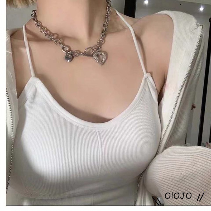 Ins Hollow Out Kalung Cinta Rantai Klavikula Angin Dingin Hip Hop Liontin Aksesoris Fashion - ol