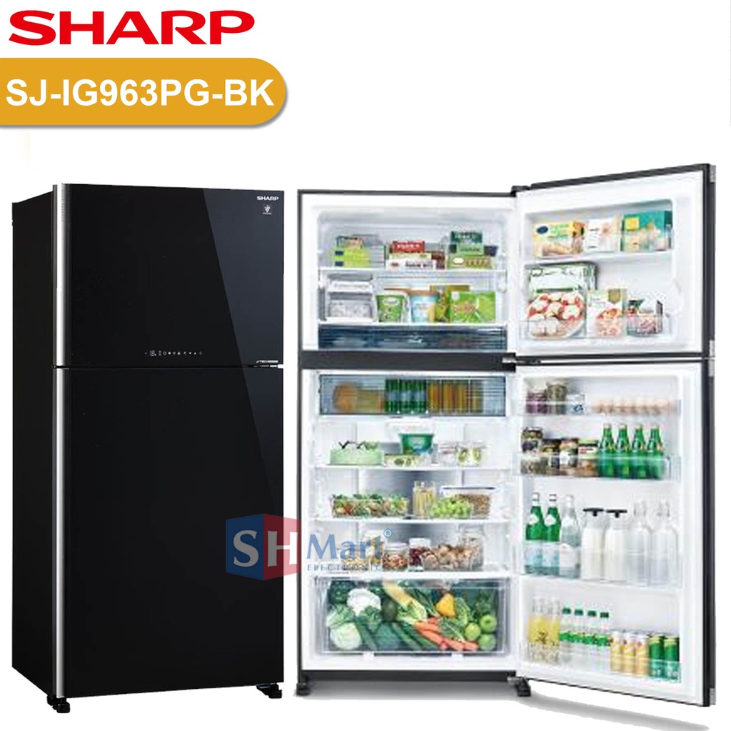 KULKAS SHARP 2 PINTU SJ-IG962PM-SL / SJ-IG963PG-BK KAPASITAS 600 LITER MEGA FREEZER LEMARI ES 2 PINTU INVERTER GARANSI RESMI