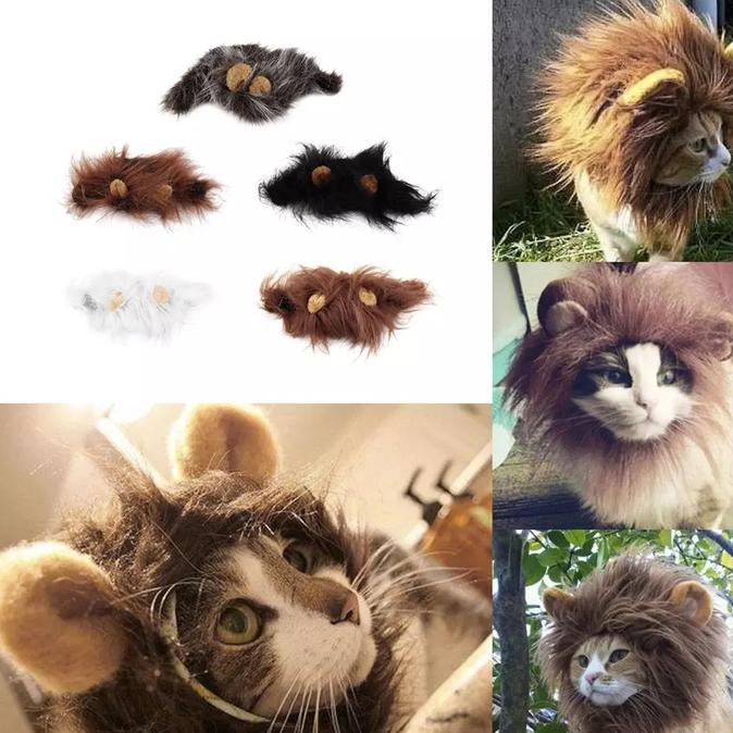 TERMURAH rambut palsu kucing baju anjing kostum singa topi hewan wig dog cat HEMAT 30%