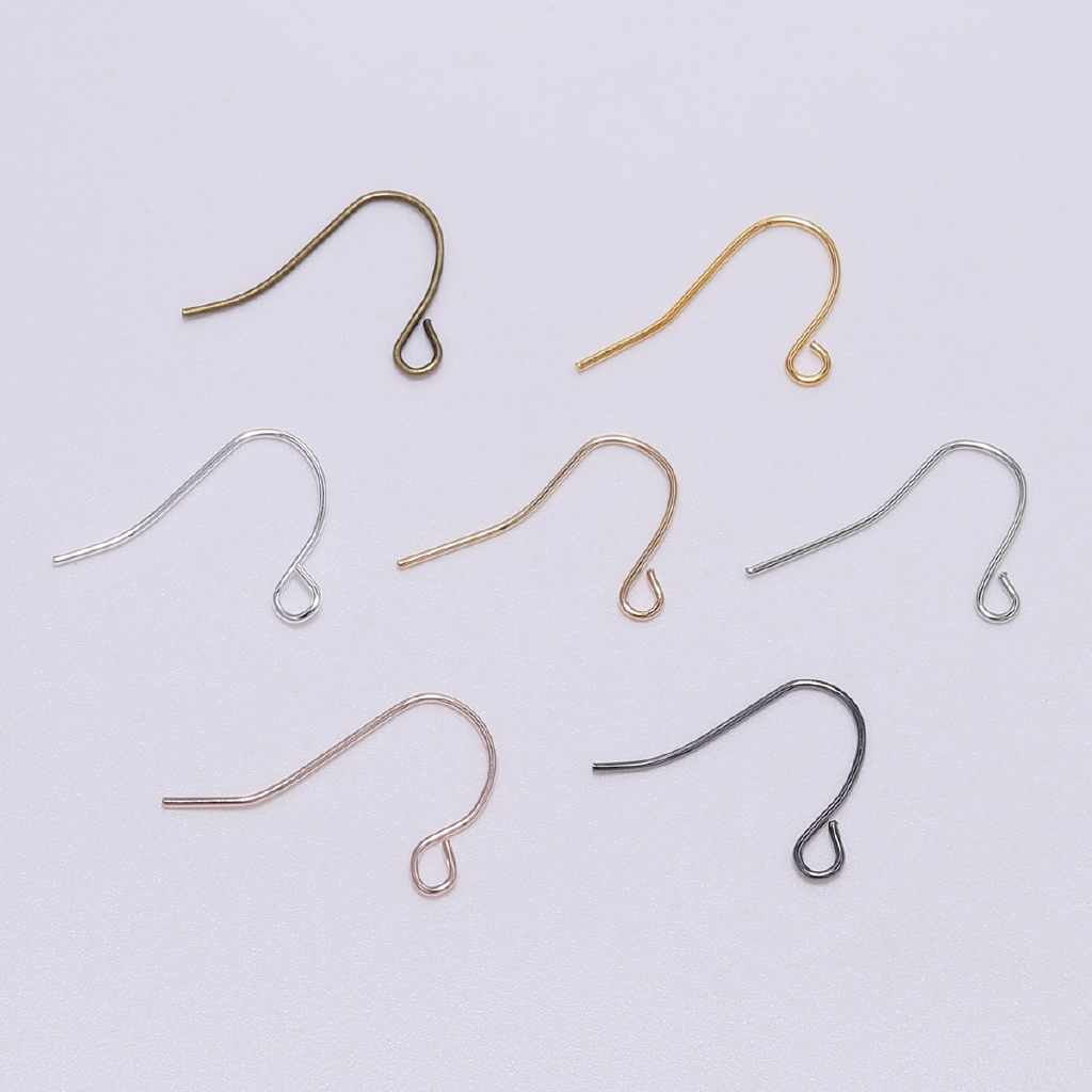 100pcs / Lot Kait Anting Warna Silver Gold Bronze Ukuran 21x12mm Untuk Membuat Perhiasan