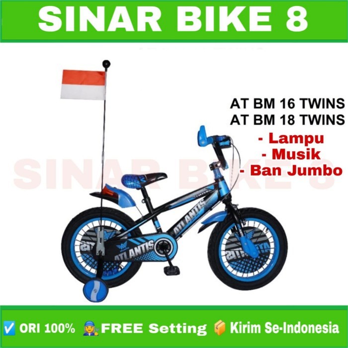 Sepeda Anak Laki Ukuran 12 16 18 BMX ATLANTIS TWINS Ban Jumbo Usia 2-10 Tahun