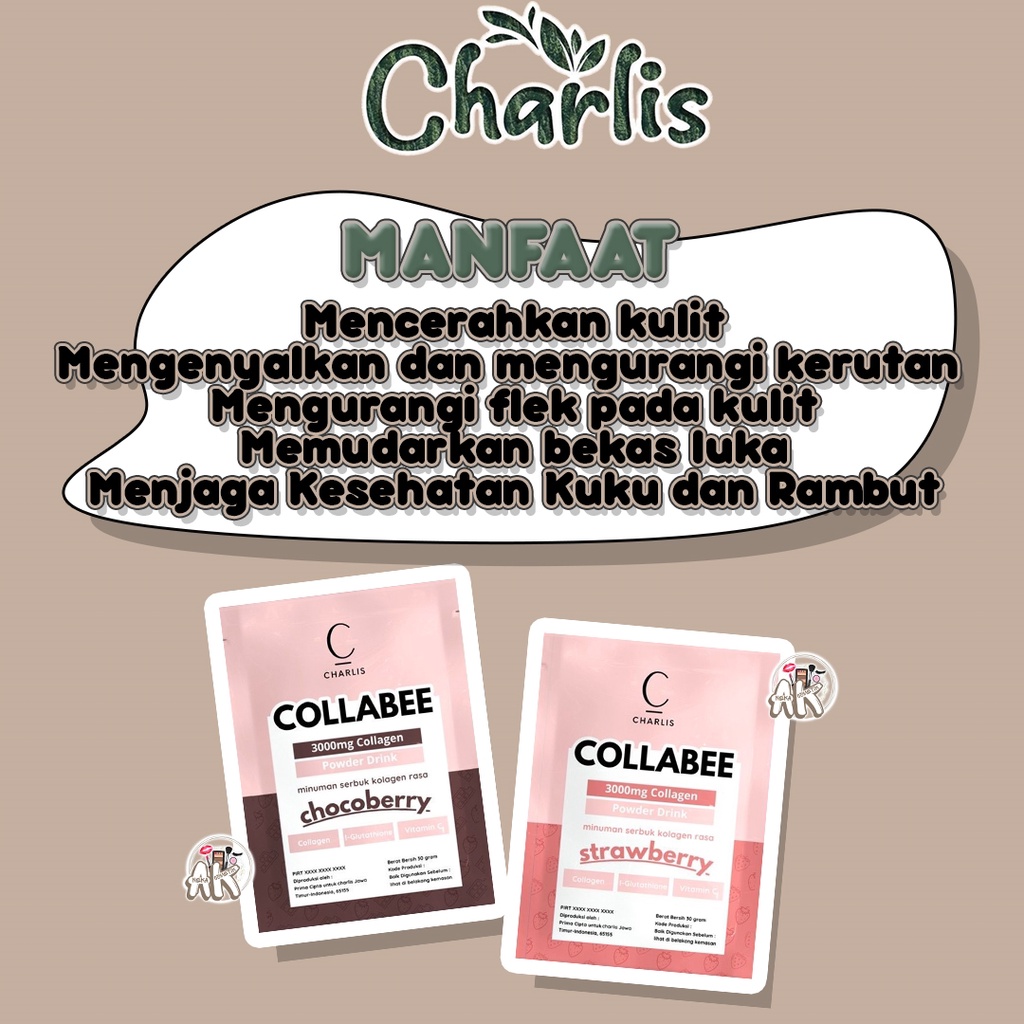 COLLAGEN DRINK COLLABEE CHARLIS 30GRM (STRAWBERRY / CHOCOBERRY)