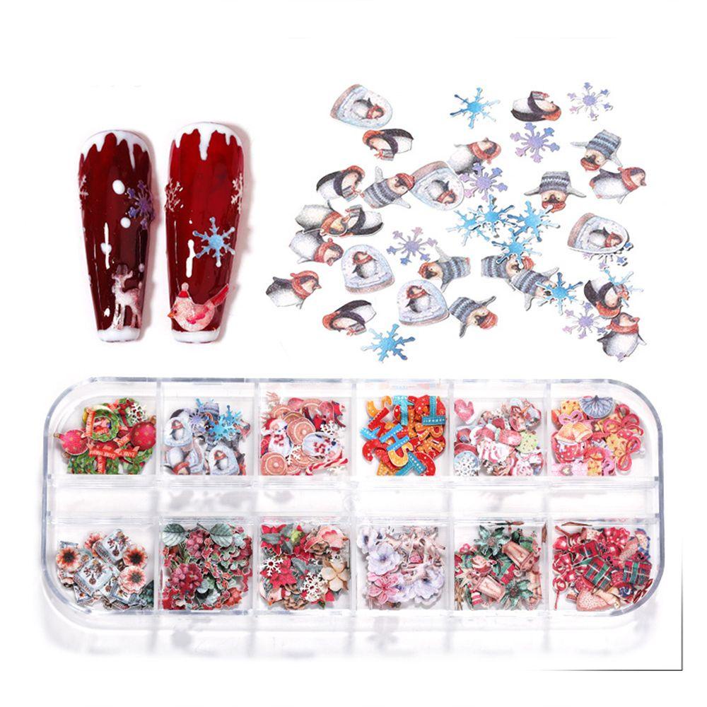 R-flower Nail Art Glitter Sequin Natal Stocking Maple leaf Ghost Skeleton Glitter Untuk Kuku