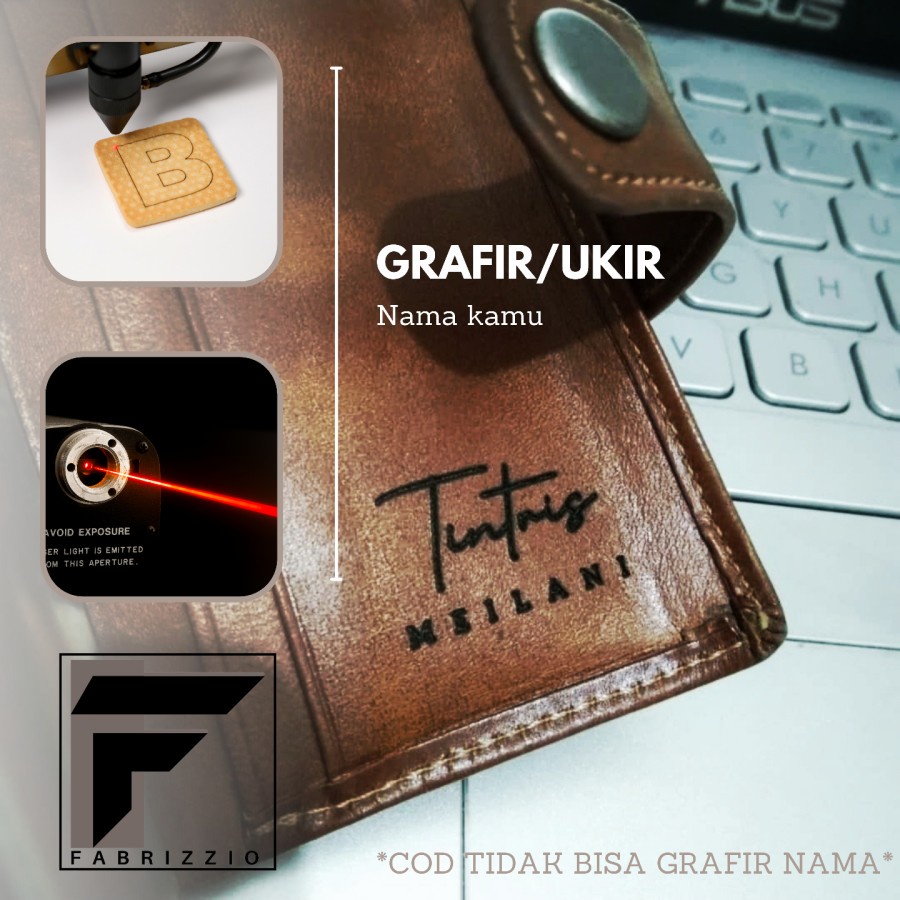 grafir nama dompet ukir nama/ custom nama tas dan dompet