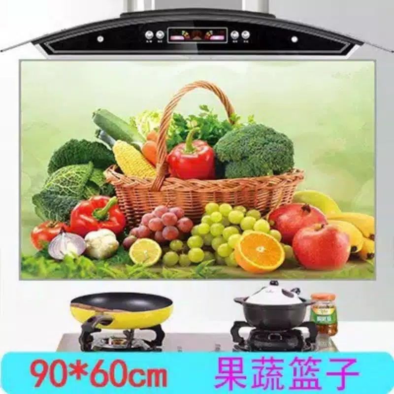 WALLPAPER STIKER DAPUR ANTI MINYAK ,DINDING,KACA 90X60 CM MOTIF SAYUR BUAH