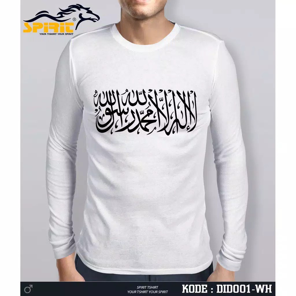 Promo Baju Kaos Pria Kalimah Tauhid Islam Dakwah Islami Terbaru Grosir Lengan Panjang