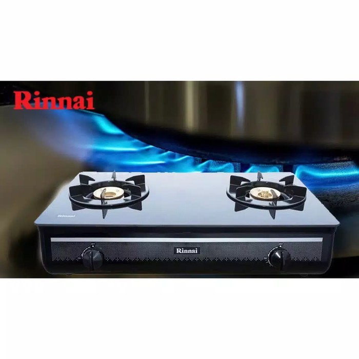 Kompor Gas Kaca  2 Tungku  RINNAI  RI 712 GA - 712GA B  Ada Api Lilin Tempered  Schott