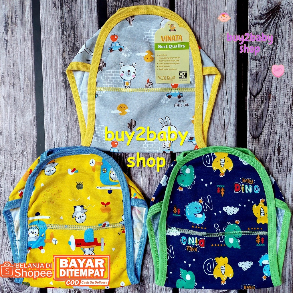 Popok bayi model tali motif full print warna Vinata isi 3 PCS