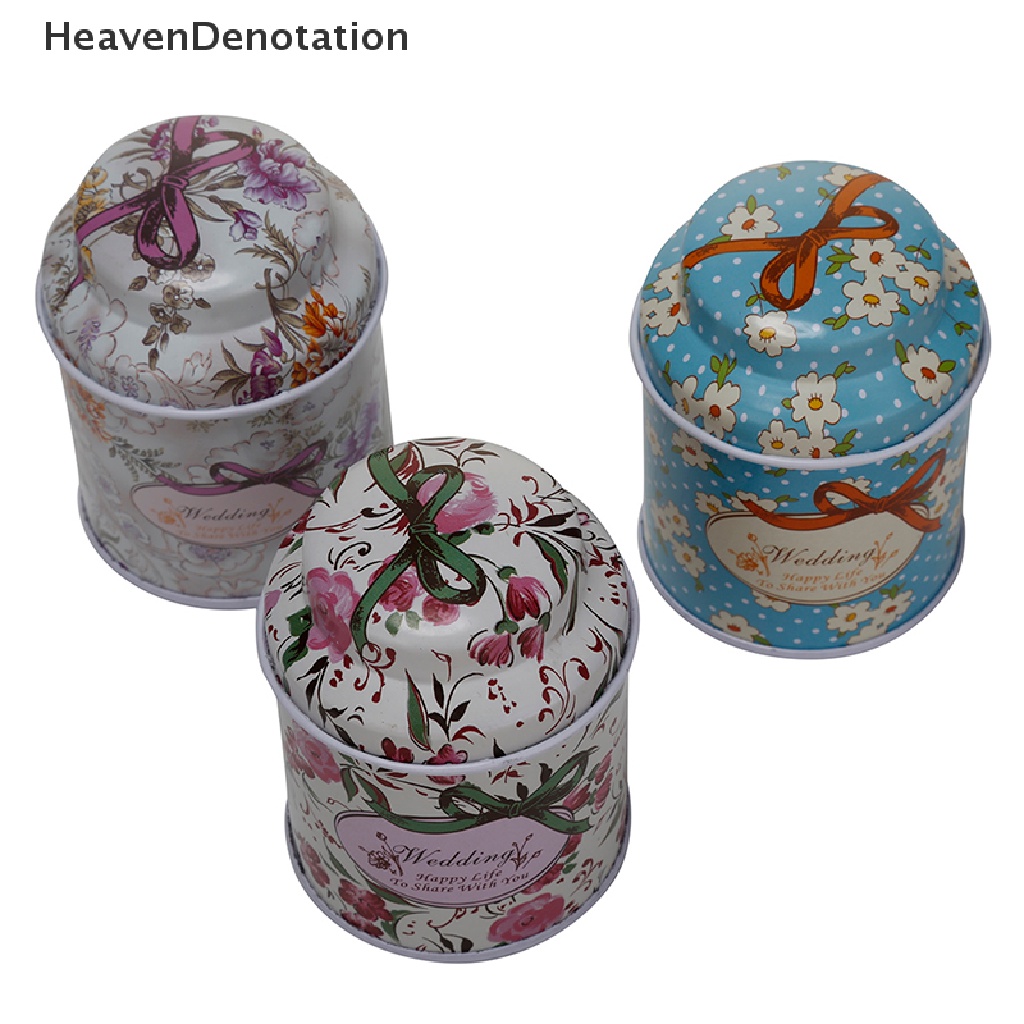 (Heavendenotation) Toples Penyimpanan Permen / Gula / Kopi / Teh Bahan Metal Motif Bunga