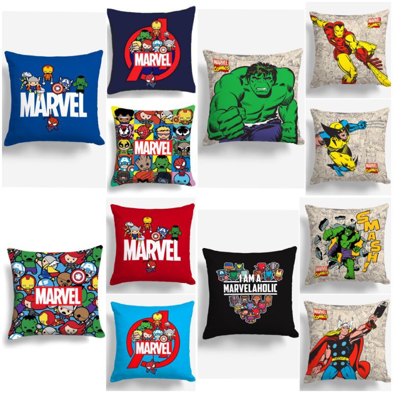 BANTAL SOFA PRINT MOTIF SUPERHERO AVANGERS IRONMAN SPIDERMAN HULK CAPTAIN THOR 40X40 CM