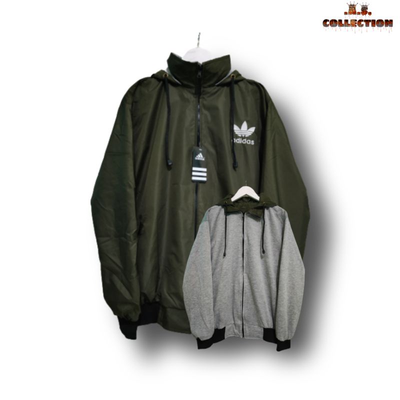 Jaket Adidas Bb jumbo XXL ( Bolak-balik) 2in1 ,{Bayar di Tempat/COD}