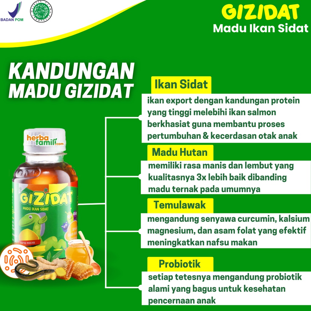 [PROMO] ORIGINAL GIZIDAT Vitamin Penambah Nafsu Makan Berat Badan Anak &amp; Bayi - Suplemen Madu Temulawak Asli