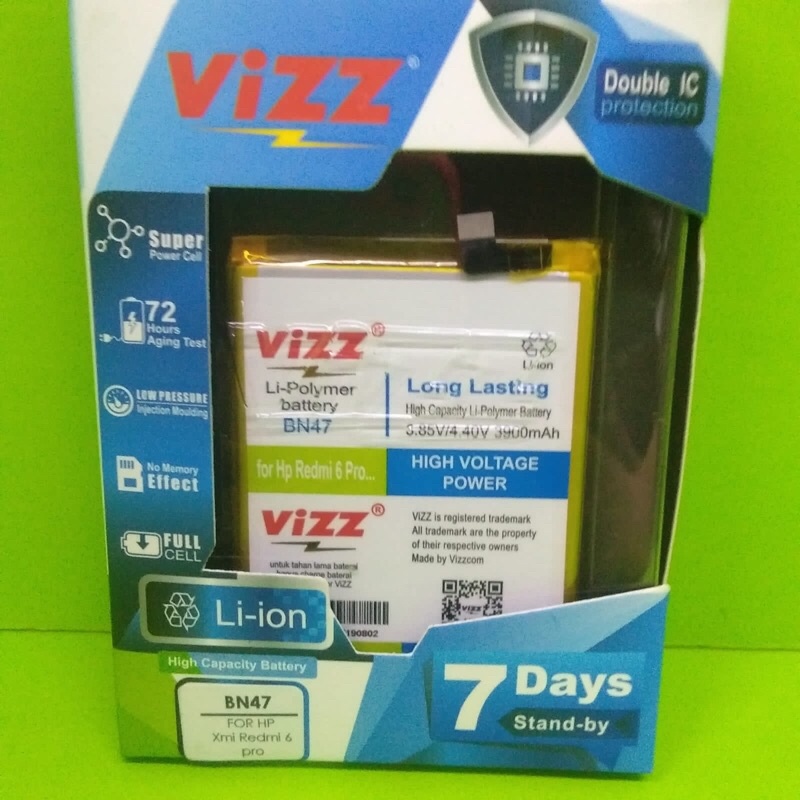 baterai double power vizz xiaomi redmi 6 pro bn47
