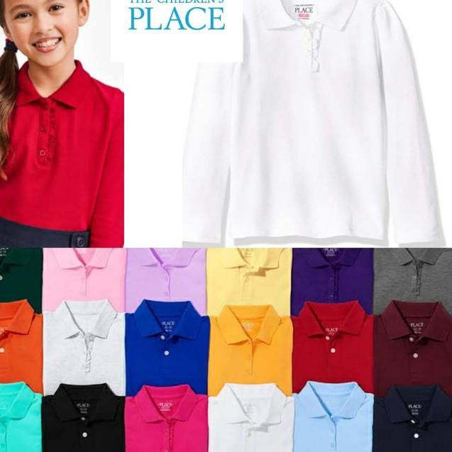 Lagi Tren-729  Kaos Kerah Polo Anak Perempuan Place Ruffle Tangan Panjang - Merah