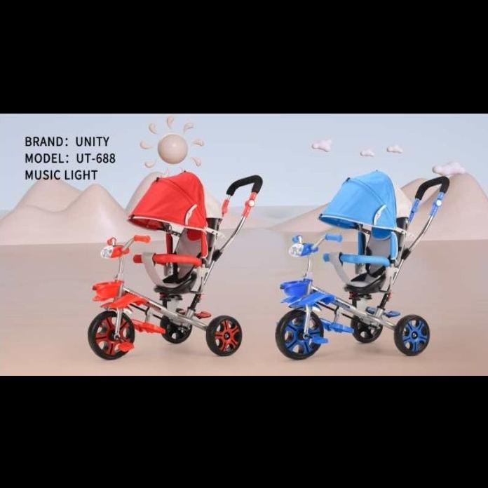 Sepeda Roda Tiga Unity Music Dan 2 Fungsi Bangku Atur Sender/ Putar Promo R10