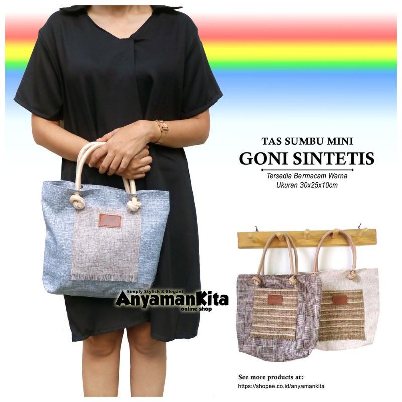 Totebag Sumbu Mini Goni Sintetis / Tas Sumbu Mini Goni Sintetis Bisa Untuk Mukena