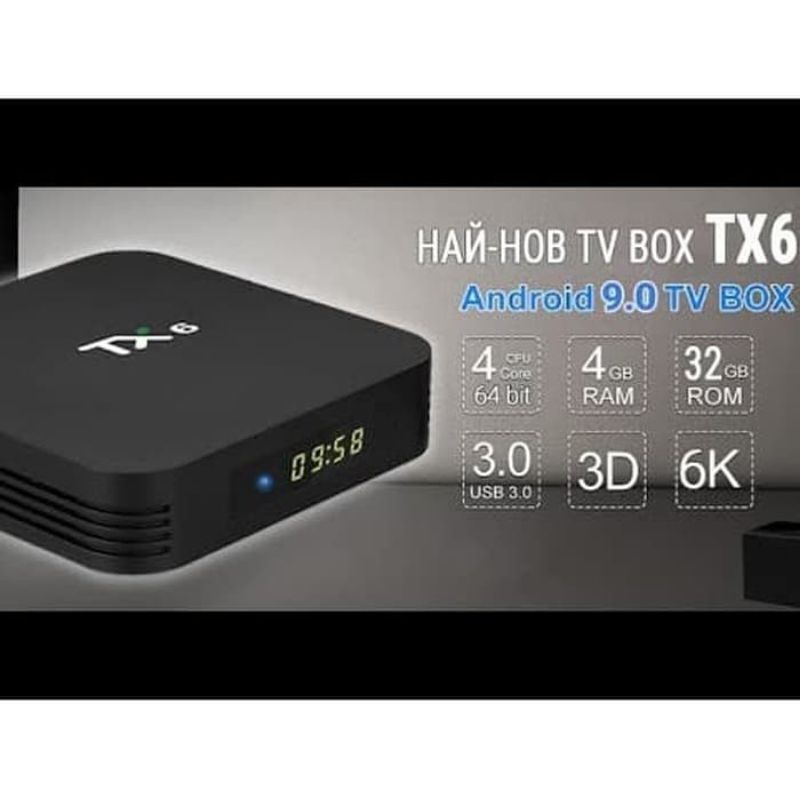 Android TV Box TX6 6K Ram 4GB Room 32GB 2.4/5GHz WiFi BLUETOOTH 4.1 Android 9.0 tv