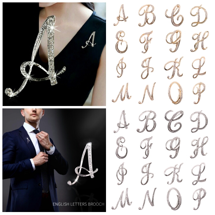 (N-Z) Pin Tusuk Huruf Alfabet / Brooch Alphabet / Bros Pin Huruf Inggris / Aksesoris Couple