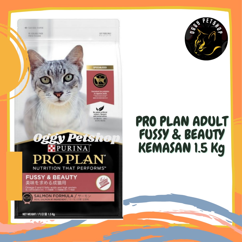 PROPLAN Cat Adult Fussy &amp; Beauty Salmon Pro plan  Makanan Kucing Freshpack 1.5 Kg