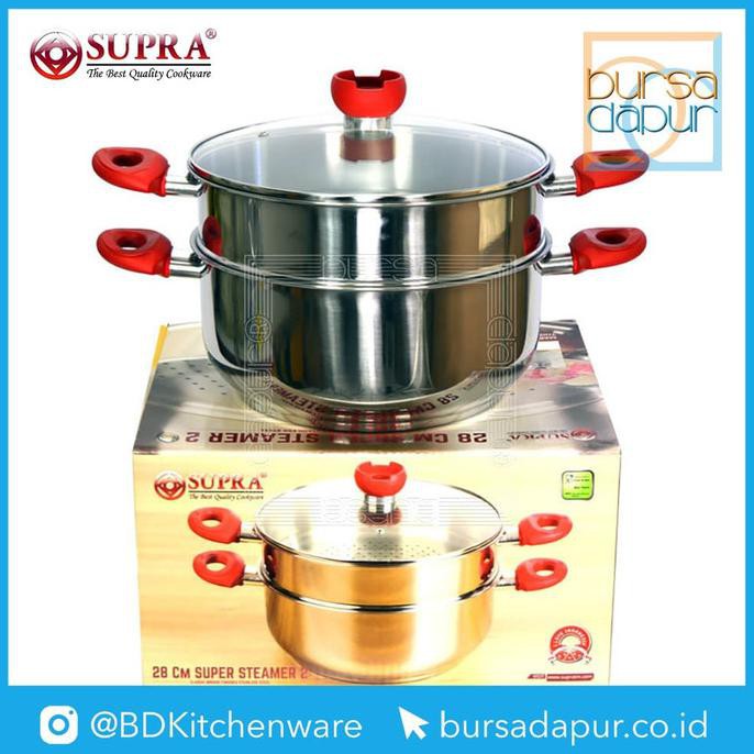 Panci Supra Stainless Langseng Kukus Steamer 28 cm 2 Susun
