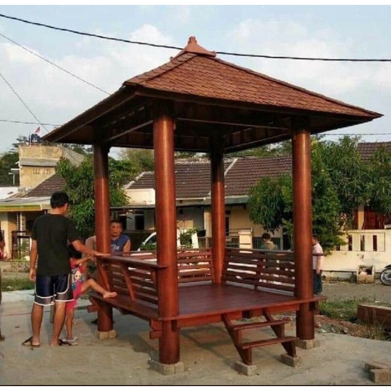 Gazebo Kayu Glugu Minimalis