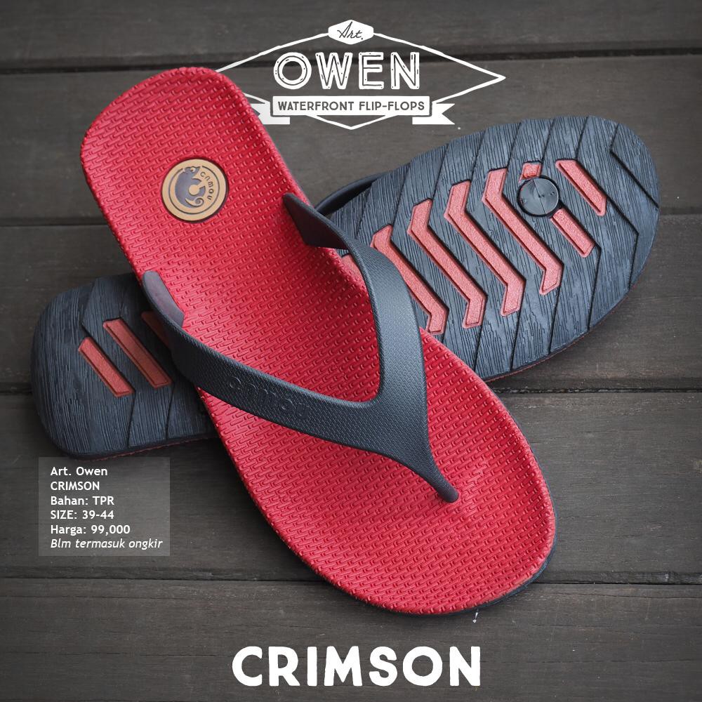 Camou Owen Sandal  Jepit Karet  Casual Pria Crimson Merah  