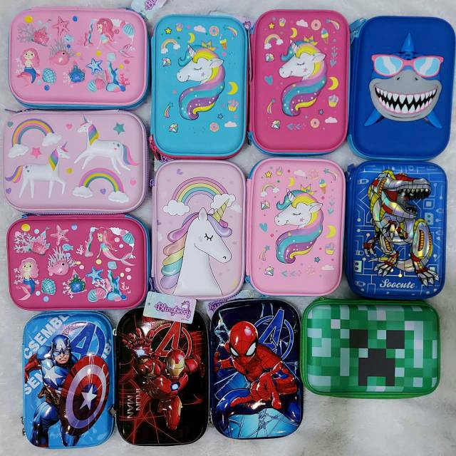 COD ready Tempat pensil kotak pensil 3D Unicorn Hardtop 