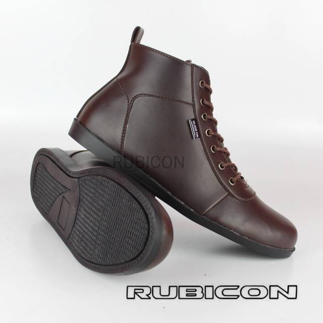 RUBICON-Brown Exclusive Sepatu Boots Pria Original SINTETIC LEATHER Casual Semi Kulit PENTURA