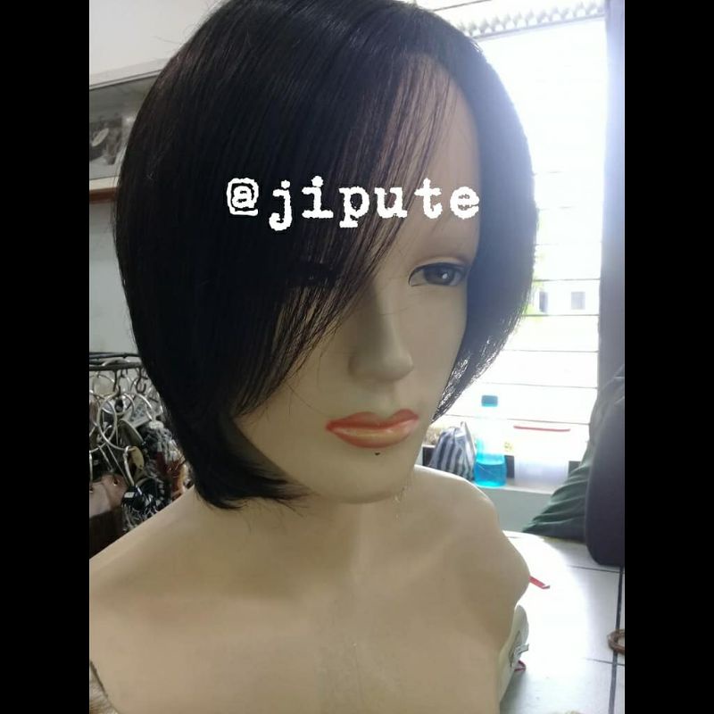 wig wanita pendek.100% rambut asli