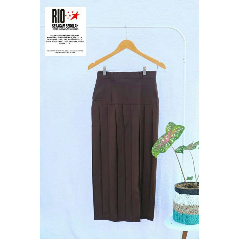 ROK SERAGAM SMP /SMA BIG SIZE PRAMUKA REMPEL COKLAT BAPING / SAMBUNG BAHAN FAMATEX BAGUS