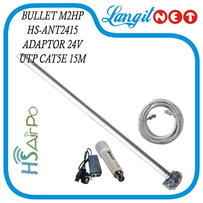 UBIQUITI BULLET M2 HP + HS AIRPO OMNI HS-ANT2415 + POE ADAPTER 24 VOLT + MICORE UTP CAT5E 15M