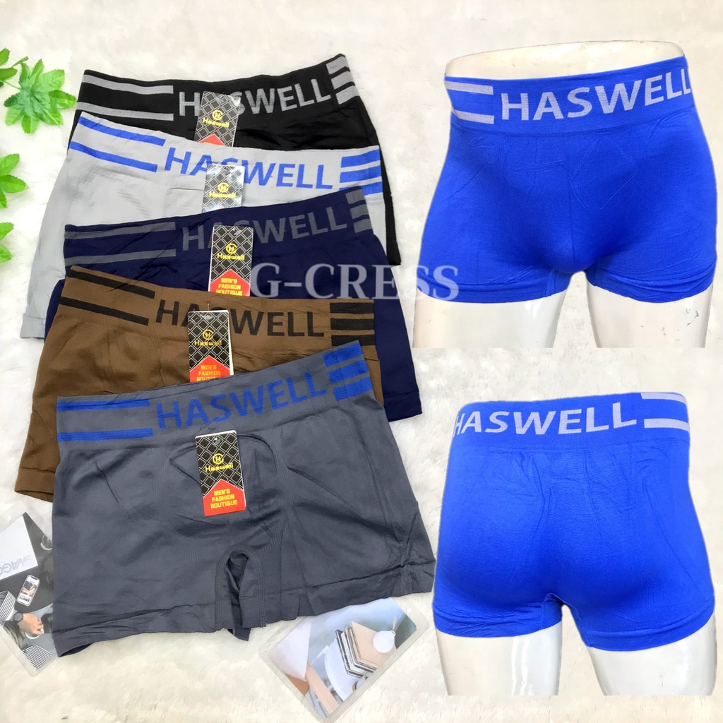 Boxer Pria Dewasa Haswell Fit XL-XXL Rajut Ngaret Lembut Celana Dalam Cowok Pria Dewasa Murah Berkua
