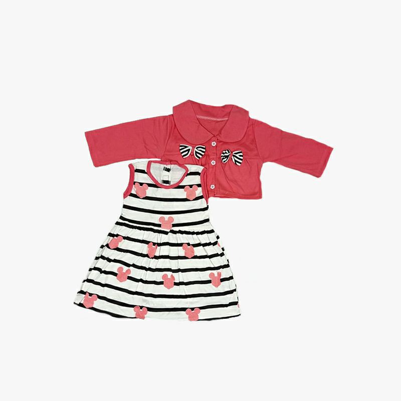 DRESS ANAK CEWEK ALLSIZE SATU TAHUN BAHAN DOUBLE KATUN MOTIF + ROMPI TPJ