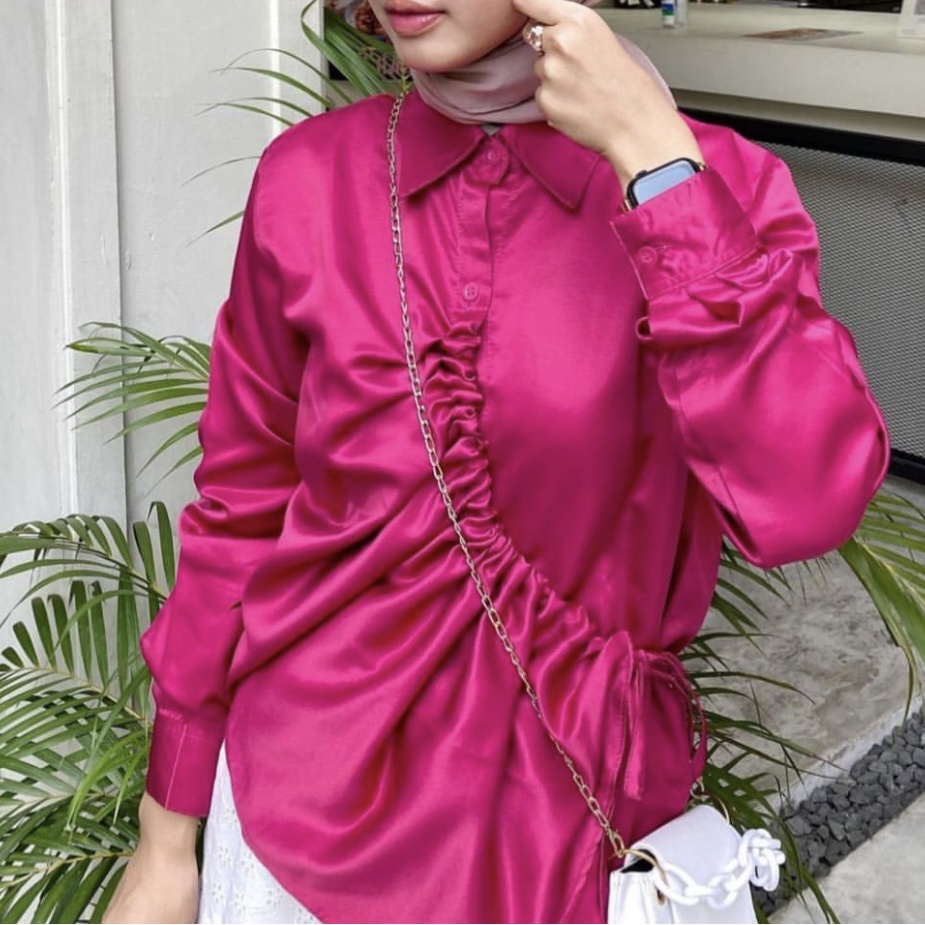 RX FASHION - SILFA KEMEJA SERUT TWISTCONE / Vizqya Blouse / Top Shirt Serut Wanita Terlaris / Kemeja Wanita Lengan Panjang - NN