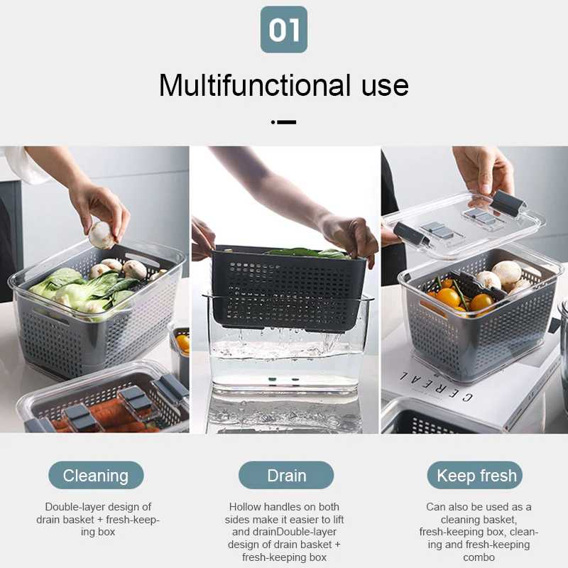 SHIMOYAMA Kotak Kontainer Makanan Kulkas Drainer with Lid - RFS49