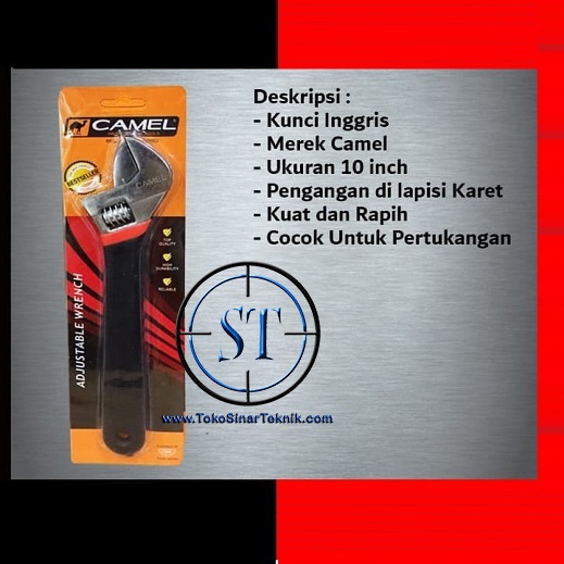 Kunci Inggris 8 inch 200mm Adjustable Wrench CAMEL 8Inch 8&quot; Serbaguna Berkualitas Pegangan dan diberi Balutan Karet Lembut Nyaman