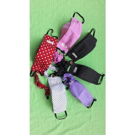 Masker kain 3D polkadot, Masker kain 3D 3 ply/2 ply, masker kain 3d anak/dewasa, masker kain anti pe
