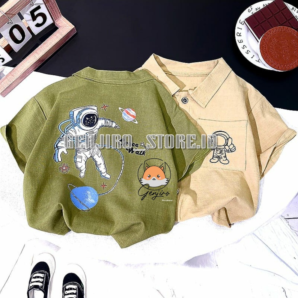 SETELAN ANAK LAKI LAKI/SETELAN KEMEJA TANGAN PENDEK CELANA PENDEK/SABLON ASTRONOT/UNTUK ANAK USIA 1 TAHUN - 4 TAHUN/ BISA COD