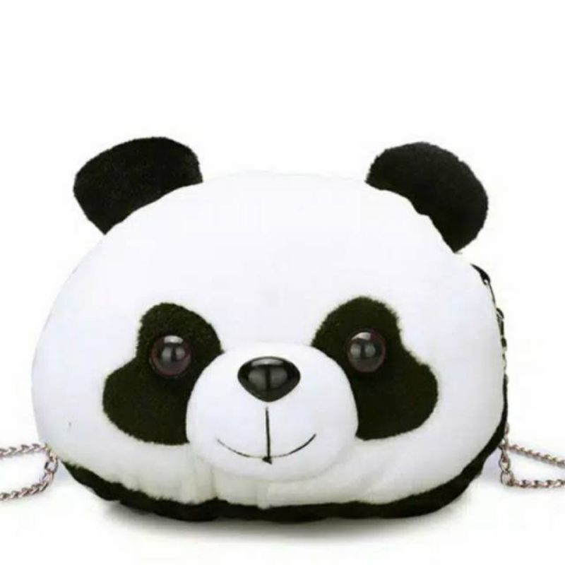 tas selendang wanita kepala boneka panda