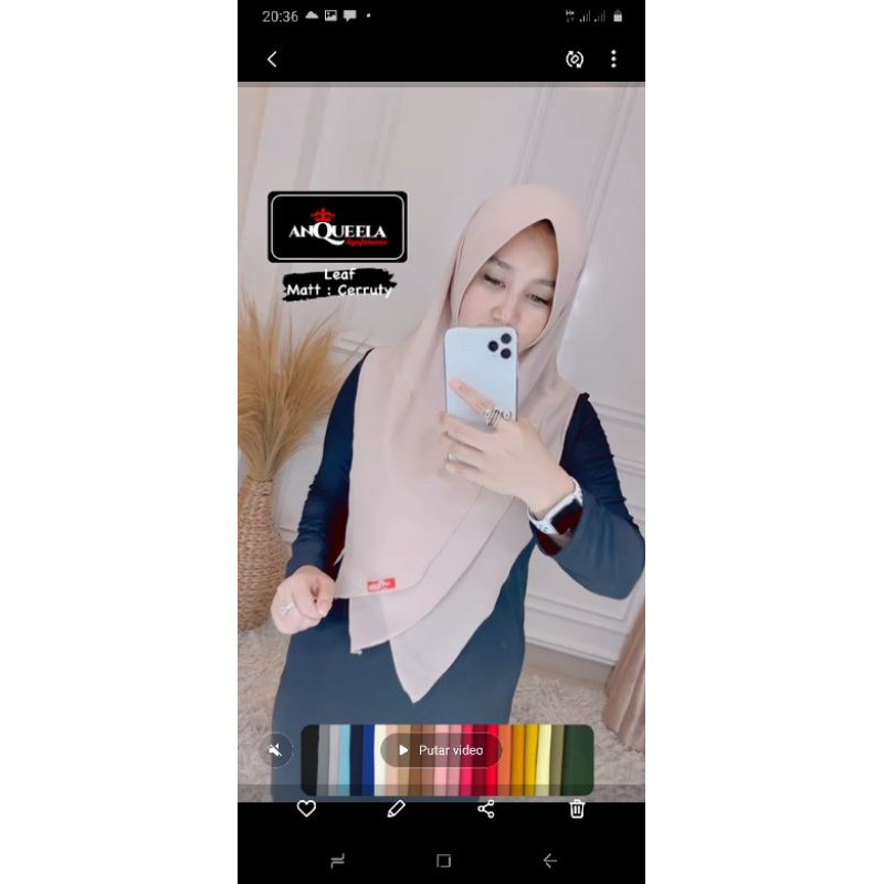 HIJAB CERUTY LEAF ORI ANQUEELA || KHIMAR CERUTY PREMIUM|| HIJAB ANQUEELA TERBARU
