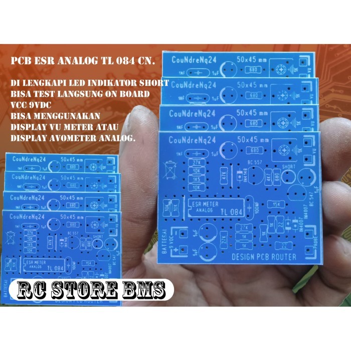 Pcb Esr Meter Analog TL084 CN Komponen Tester On Board