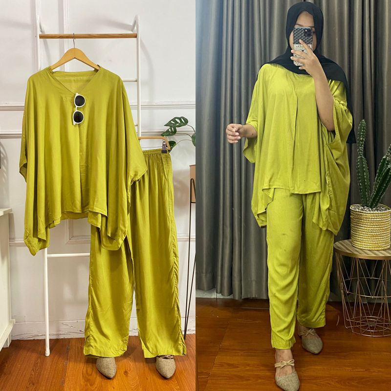 BISA COD AZKIYAHIJAB29 ONE SET KAFTAN SETELAN BAJU WANITA OVERSIZE OVERSIZED JUMBO BIGSIZE SETCEL KU