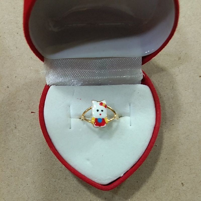 cincin anak gambar hello kitty kelinci 1/2 gram emas muda