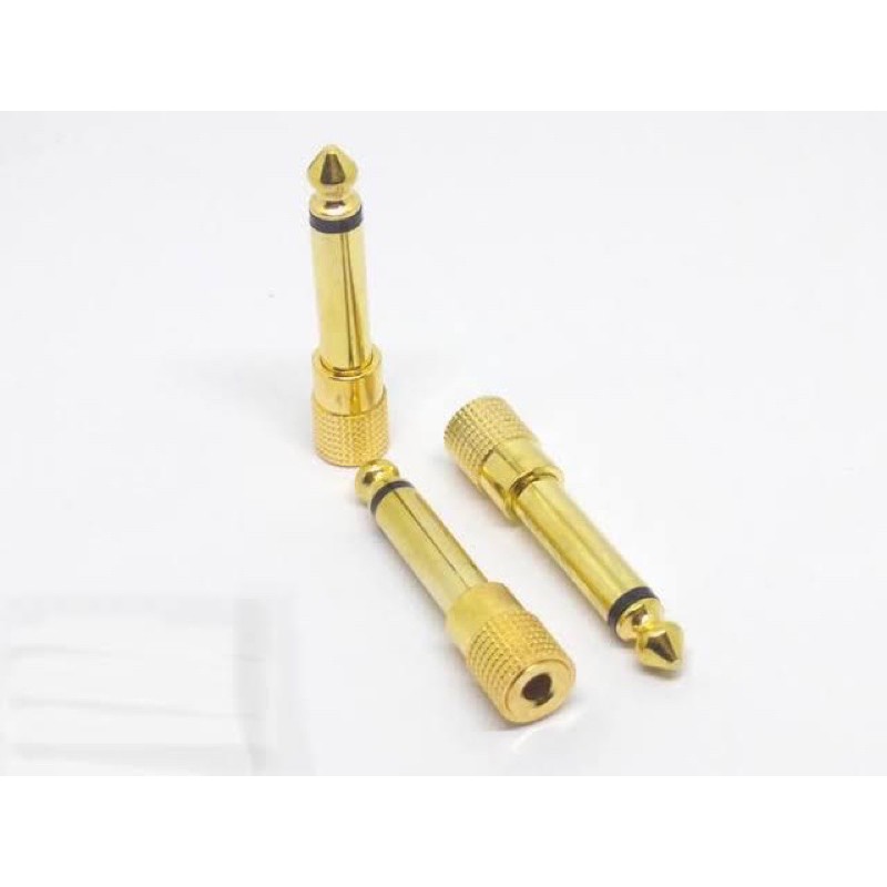 CONVERTER AUDIO 3.5MM AUX TO 6.5MM MONO GOLD - JACK COVER KECIL KE BESAR