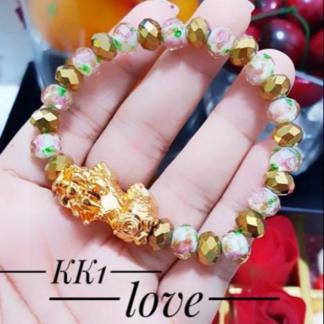 Xuping gelang naga lapis emas 24k batu mawar  1011