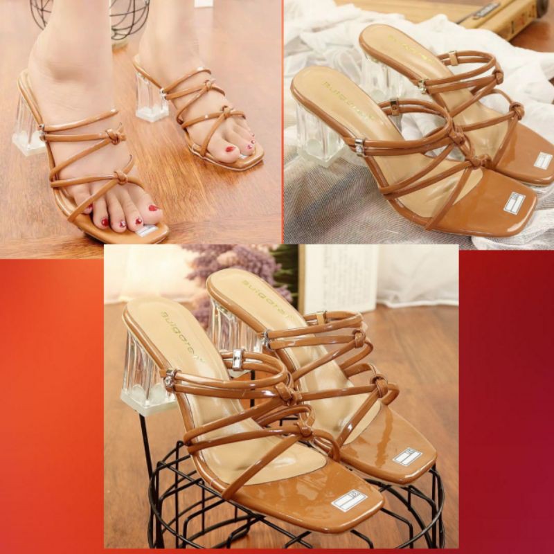 Kaisar  T07C - Sepatu Hak Tahu Kaca Sendal Hak Tahu Kaca Heels Hak Tahu Hak Tahu 5cm Hak Tahu Wanita