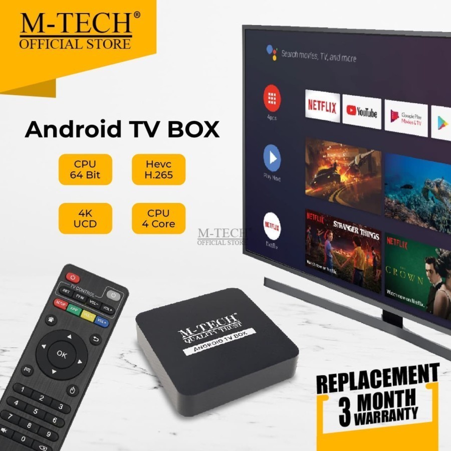 M-Tech STB TV Box Android 10 4K Ultra HD With WIFI Mtech