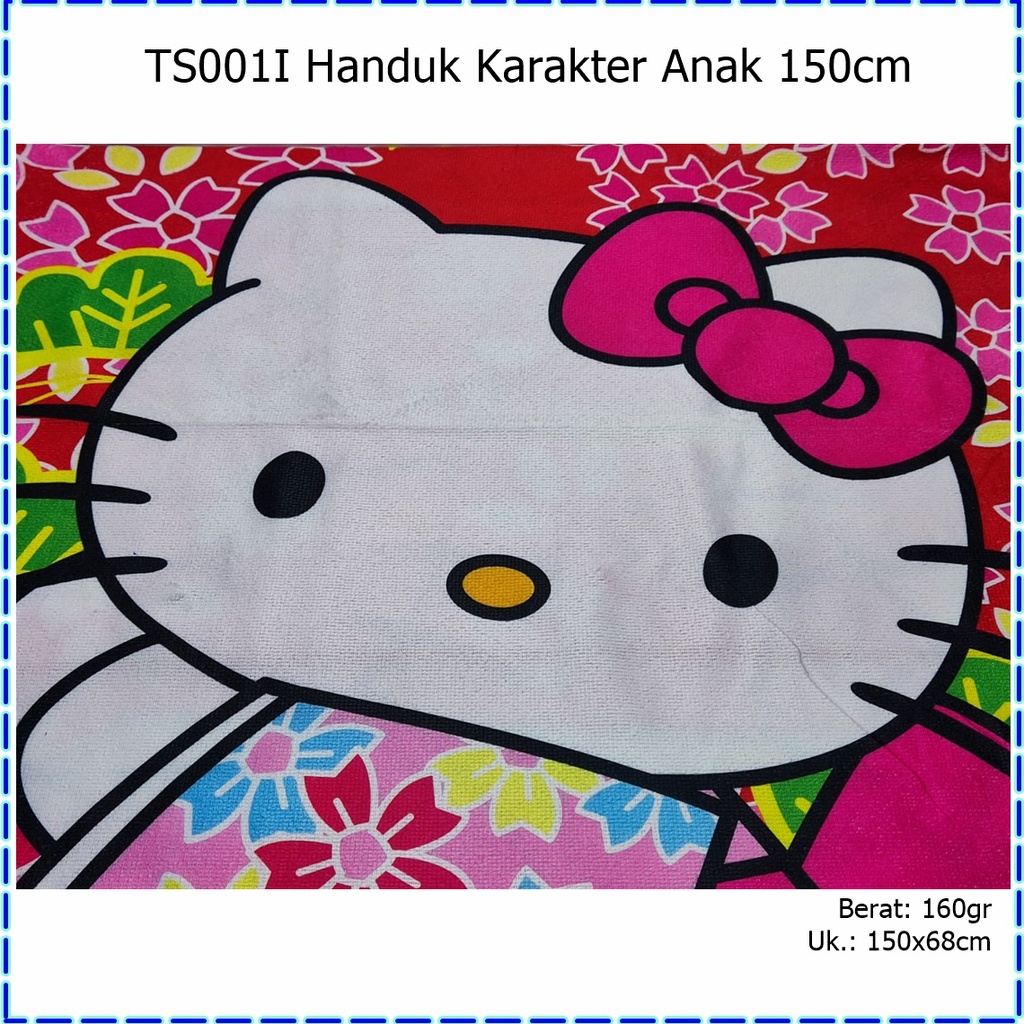 TS001I Handuk Karakter Anak 150cm-Hello Kitty