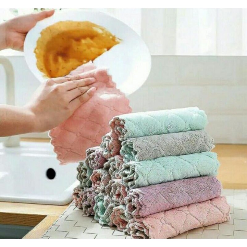 Kain Serbet Lap Piring Kain Lap Microfiber Hand Towel Serbaguna